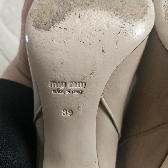 SOLD MIU MIU Heel Ankle Boots size 8 US / 39EUR Beige  Nude - Picture 13 of 16